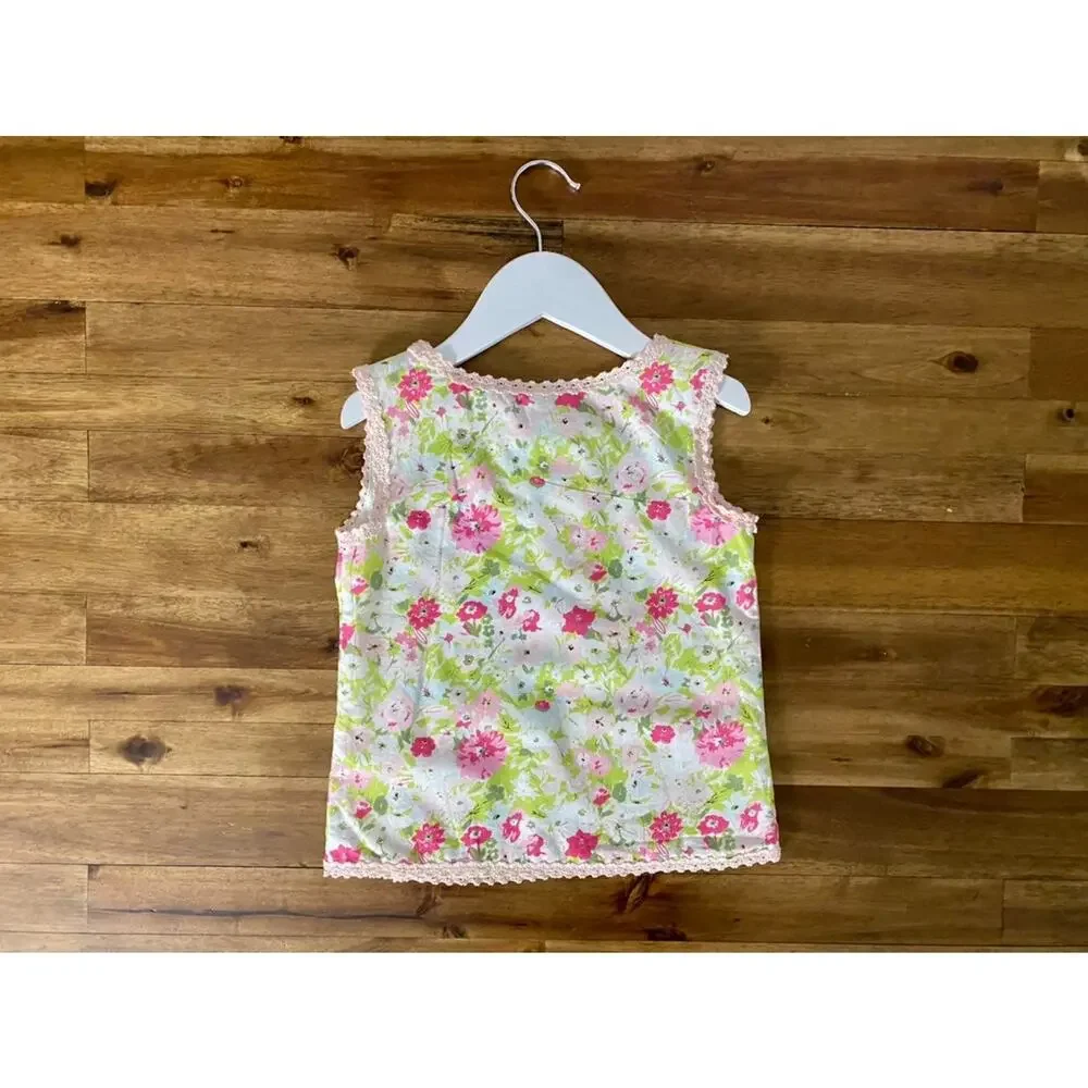 NWT SweetHoney Sleeveless Playsuit Set Summer Blooms Pink Green Gingham Shorts